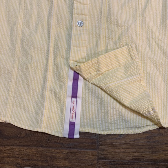 Cavi Yellow Seersucker Short Sleeve Shirt Metal Buttons - Picture 6 of 7